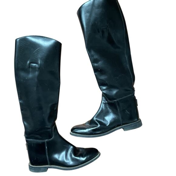 Vintage tall, black‎ leather riding boots - Picture 2 of 8